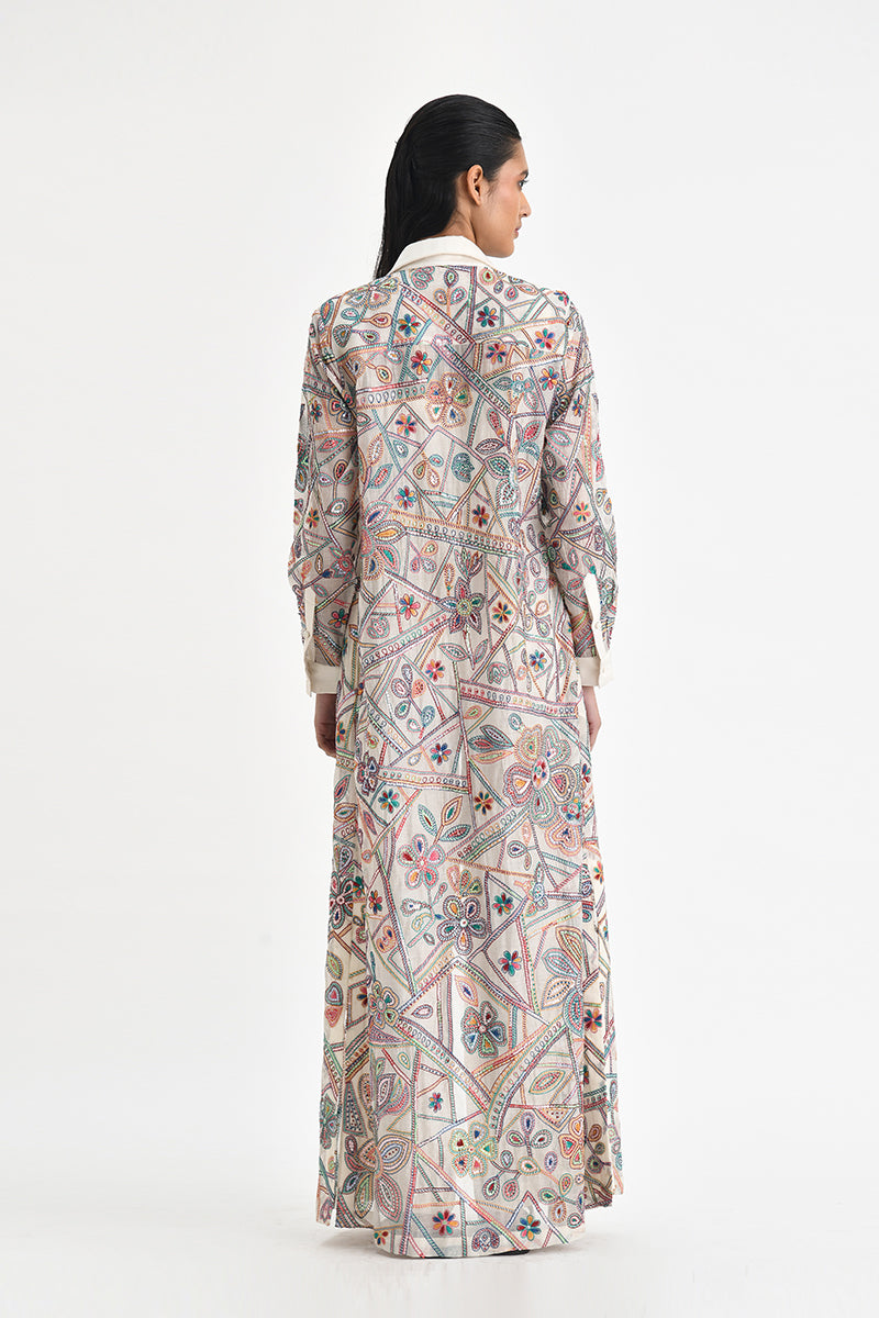 OTILLIE EMBROIDERED OVERLAY  SHIRT DRESS