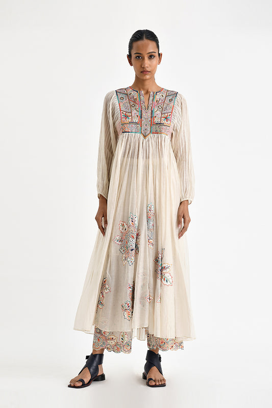 DIKELLA EMBROIDERED PLEATED TUNIC