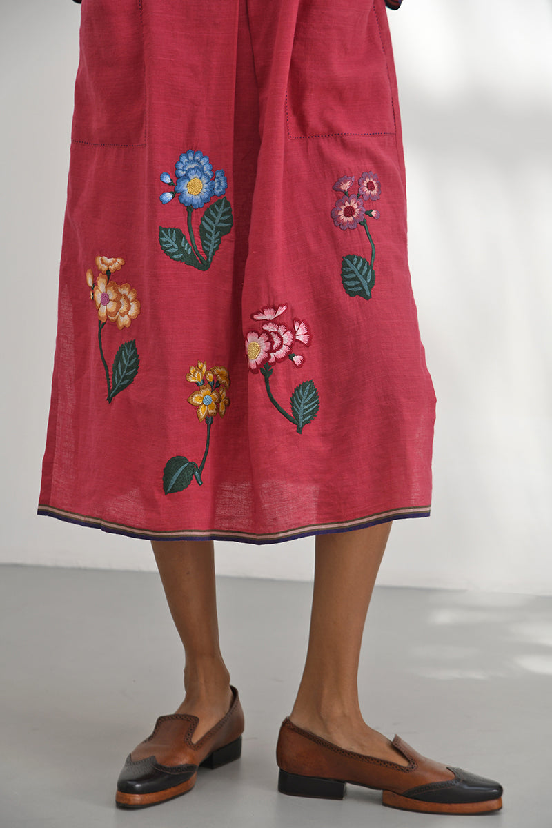 Marsala Embroidered Dress