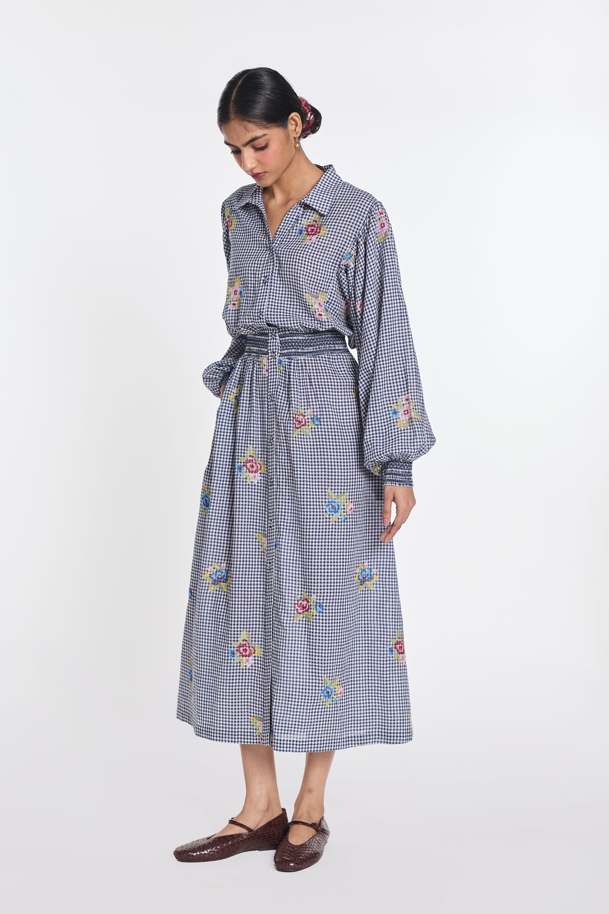 Delphinium embroidered dress