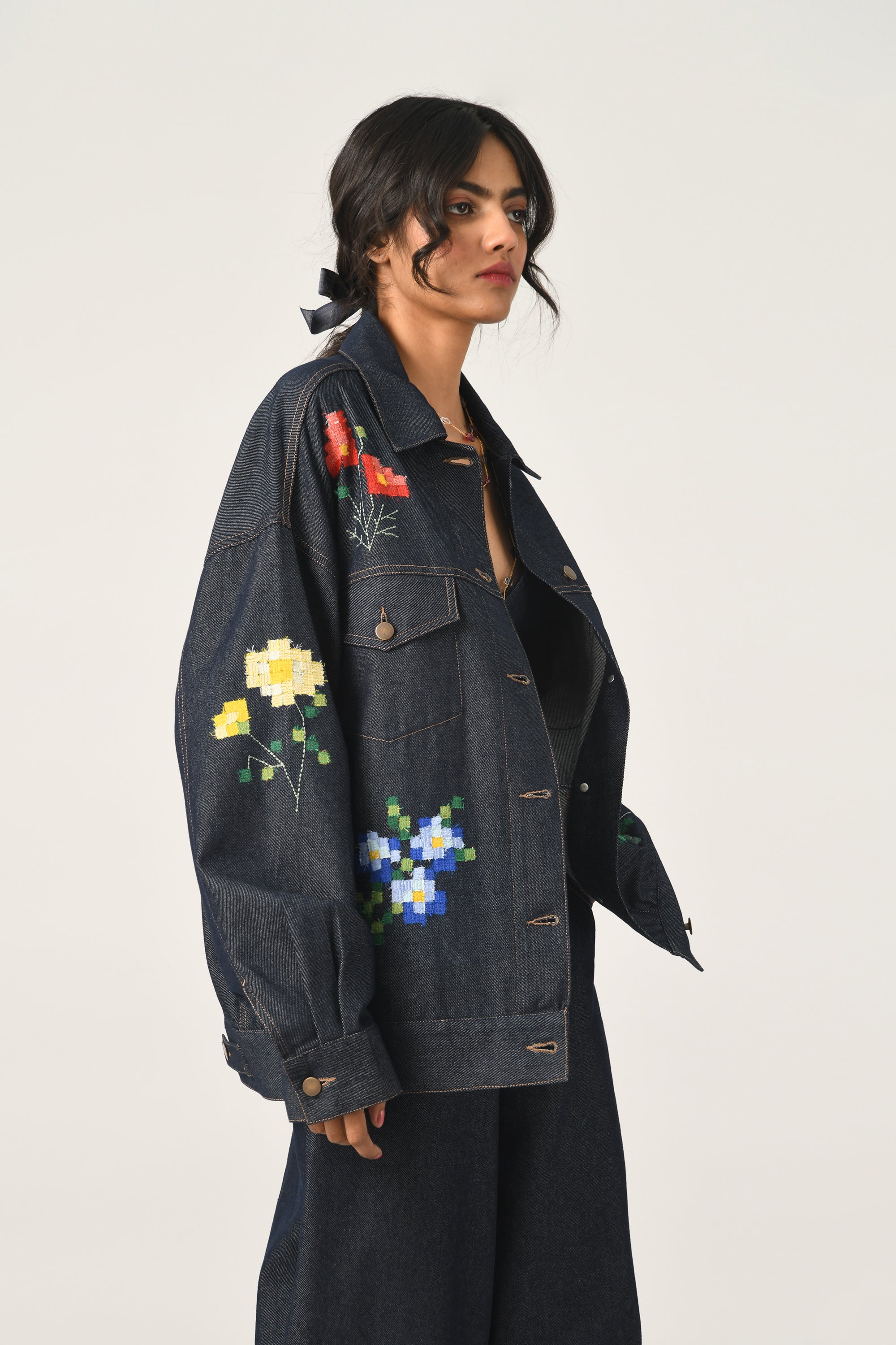 Tibetica Oversized Appliqué Embroidered Jacket