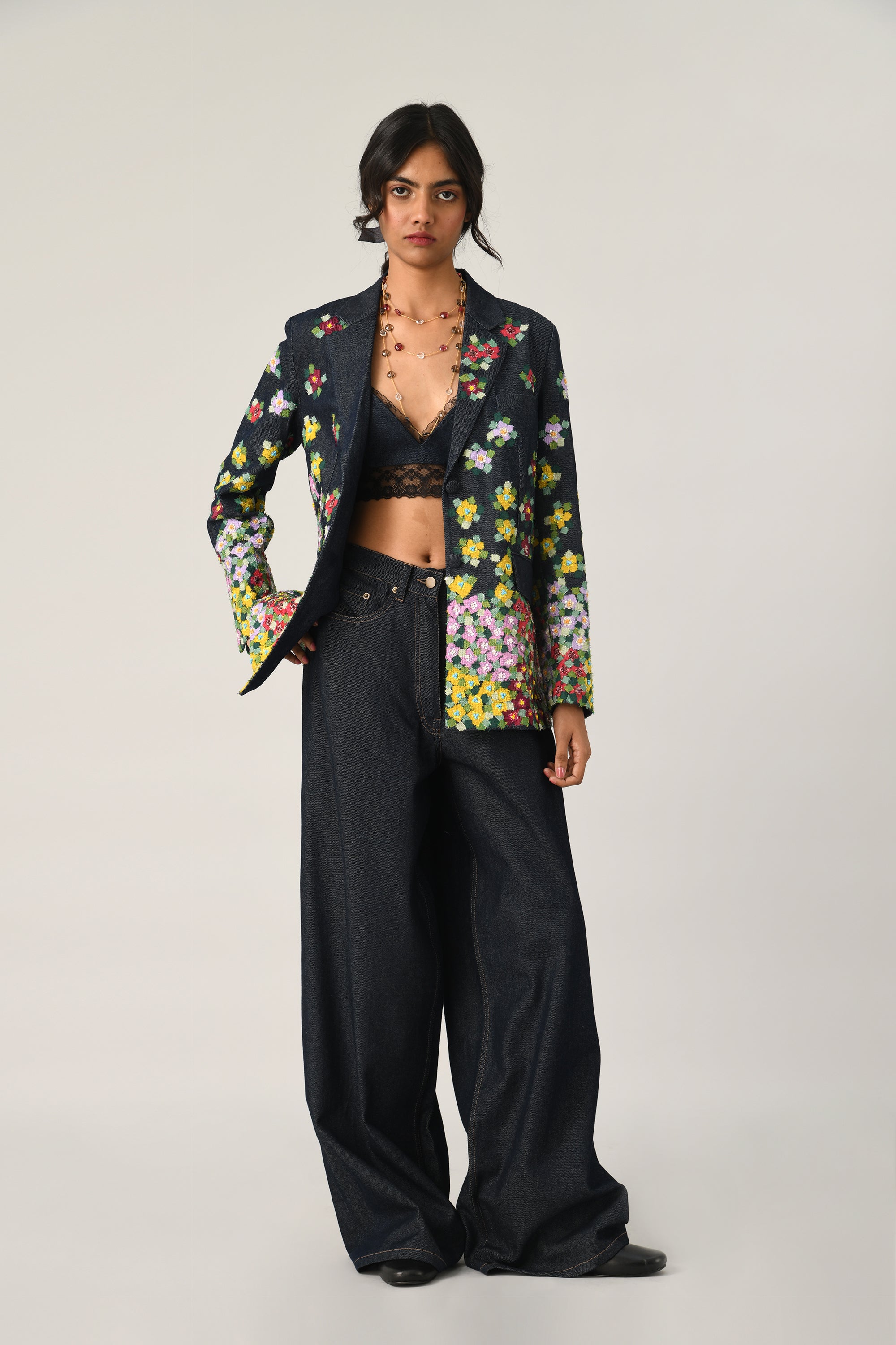 Sogdiana Embroidered Two-Button Jacket