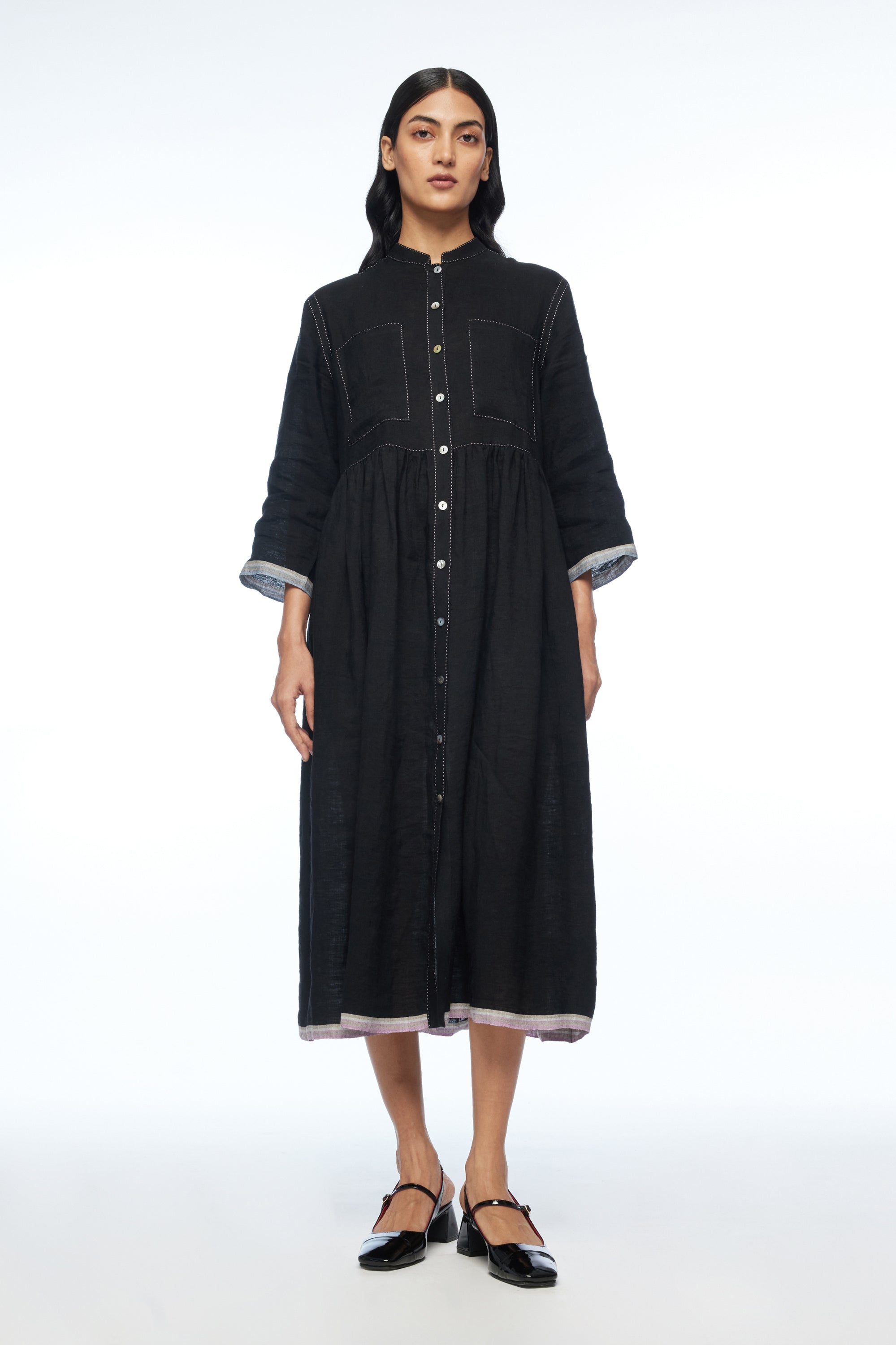 Atlantica Yoke Pleated Dress