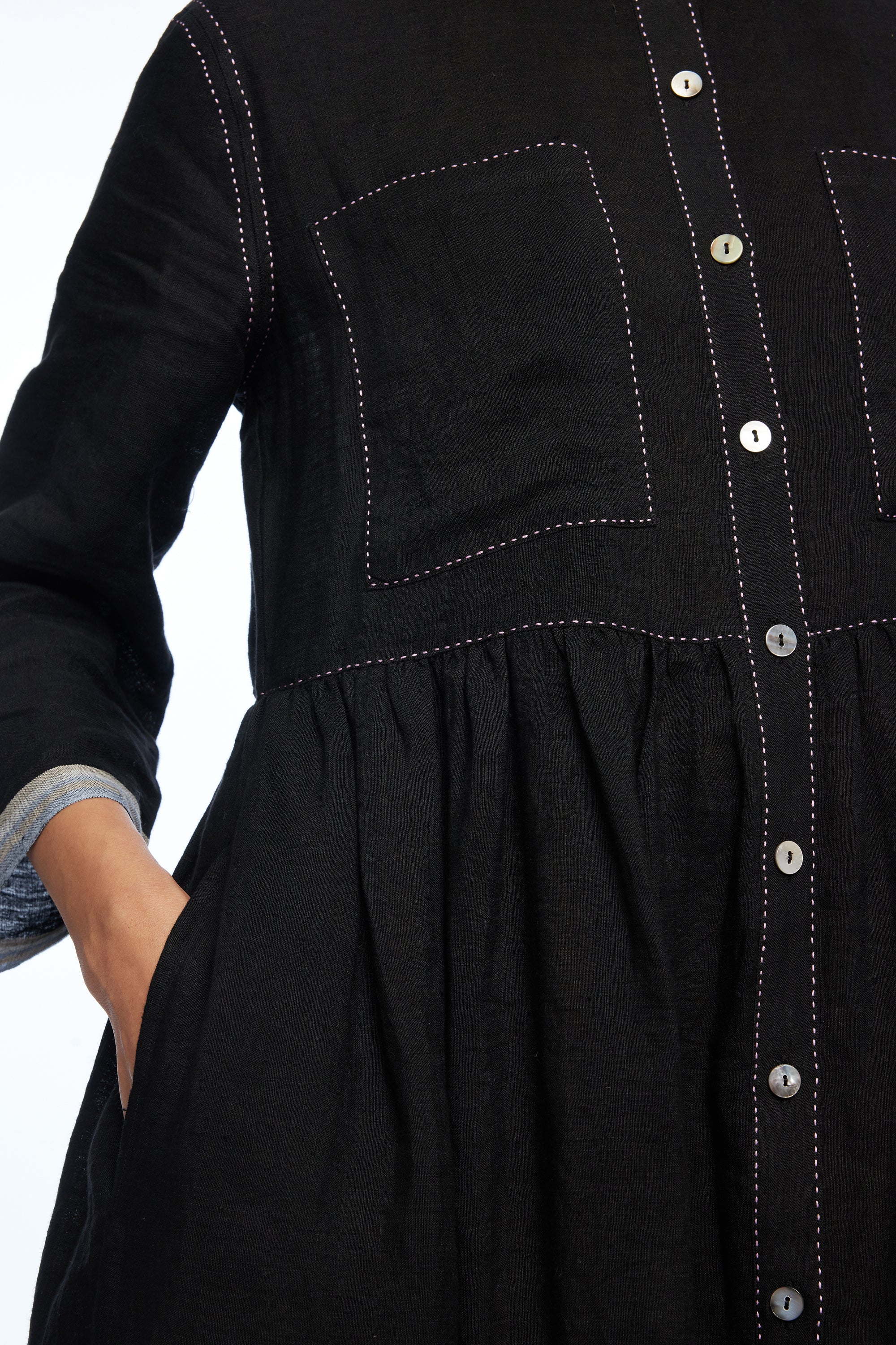 Atlantica Yoke Pleated Dress