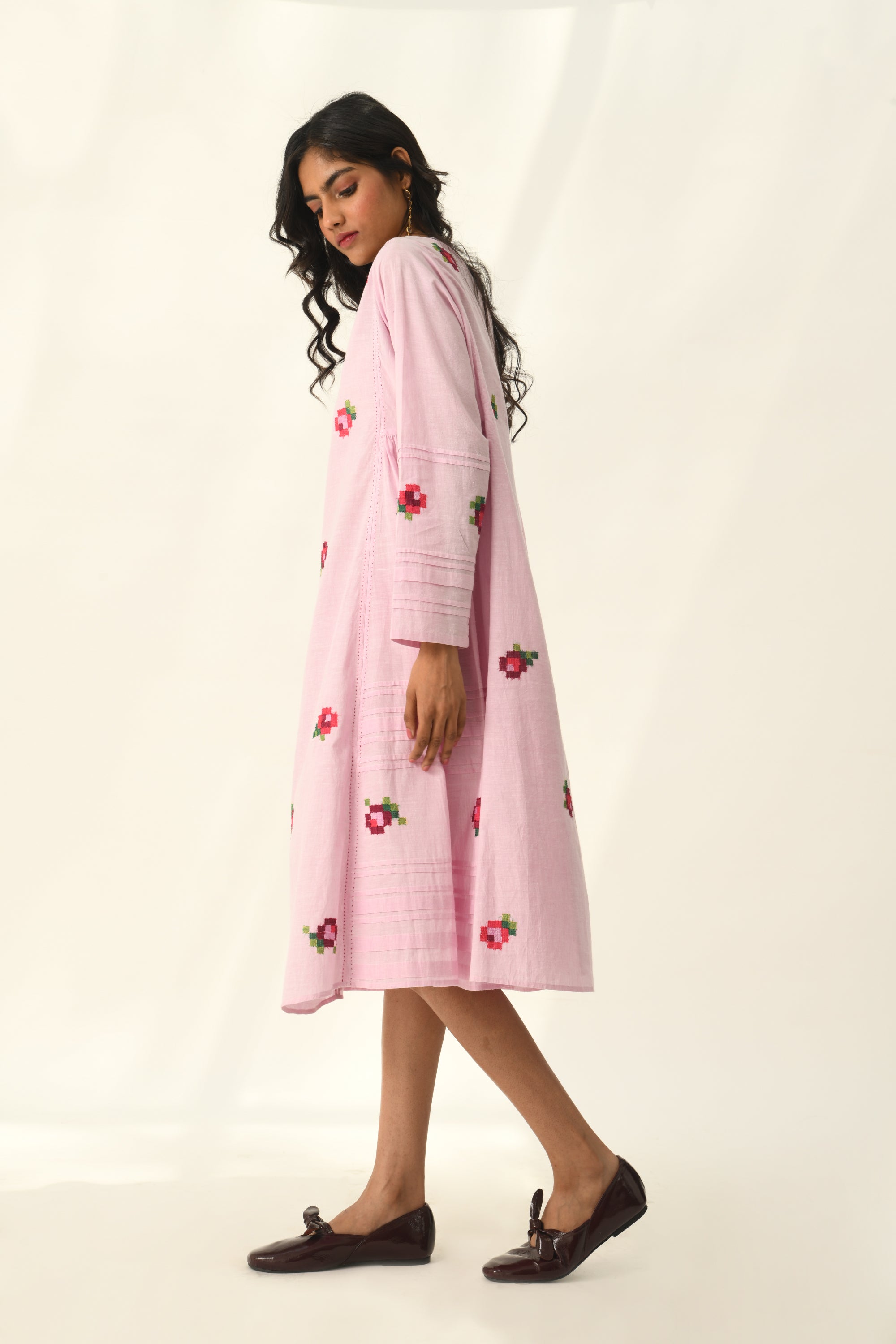 Glomerata Rose Embroidered Tunic Dress
