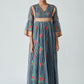 V-neck gathered kaftan dress