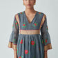 V-neck gathered kaftan dress