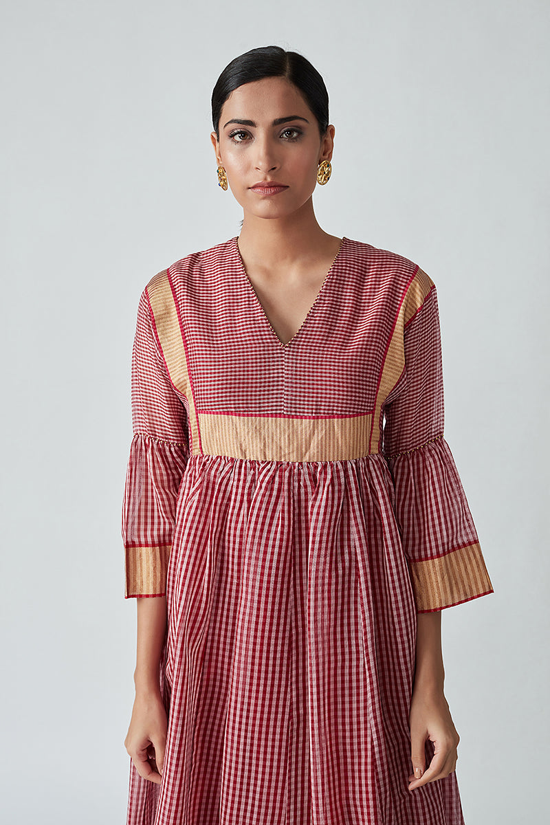 Karthav Check Kaftan Dress