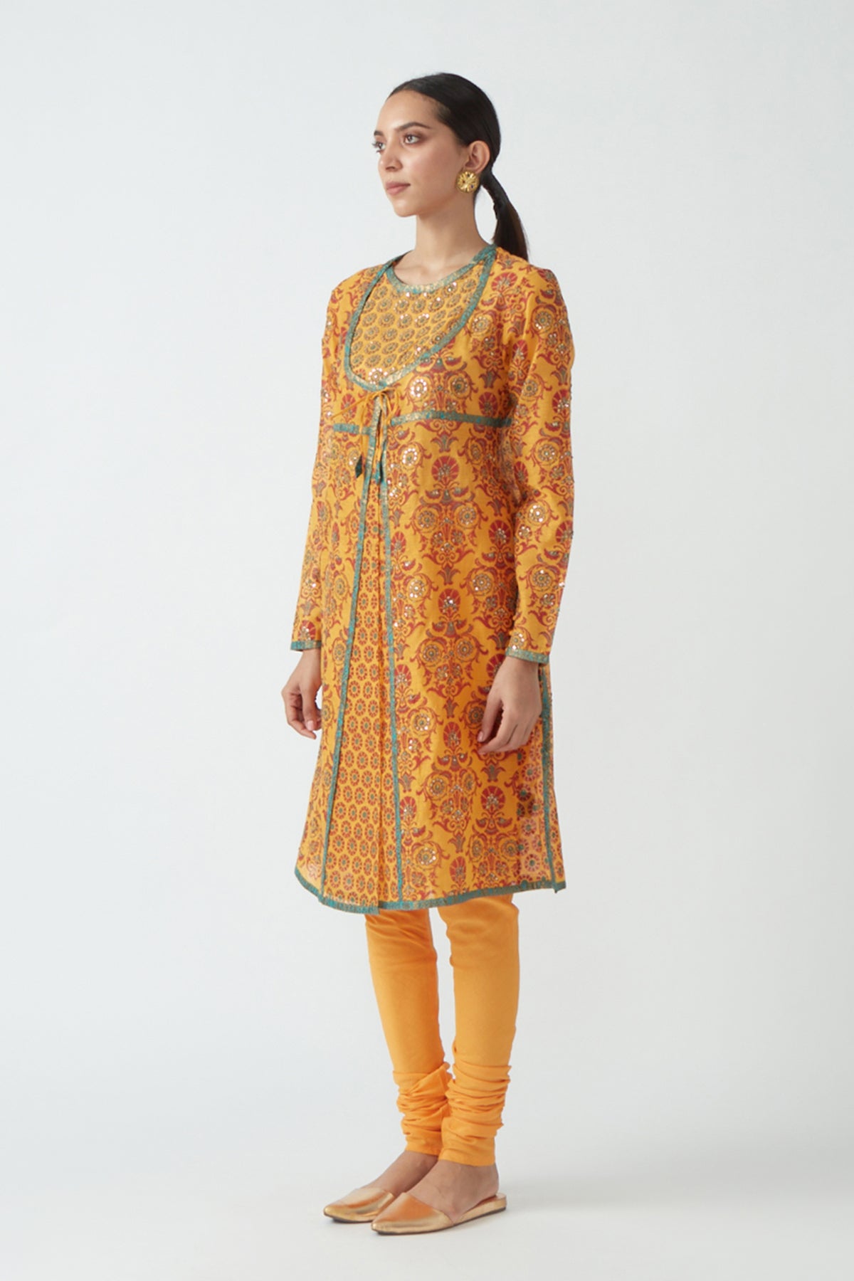 Embroidered angarkha tunic set