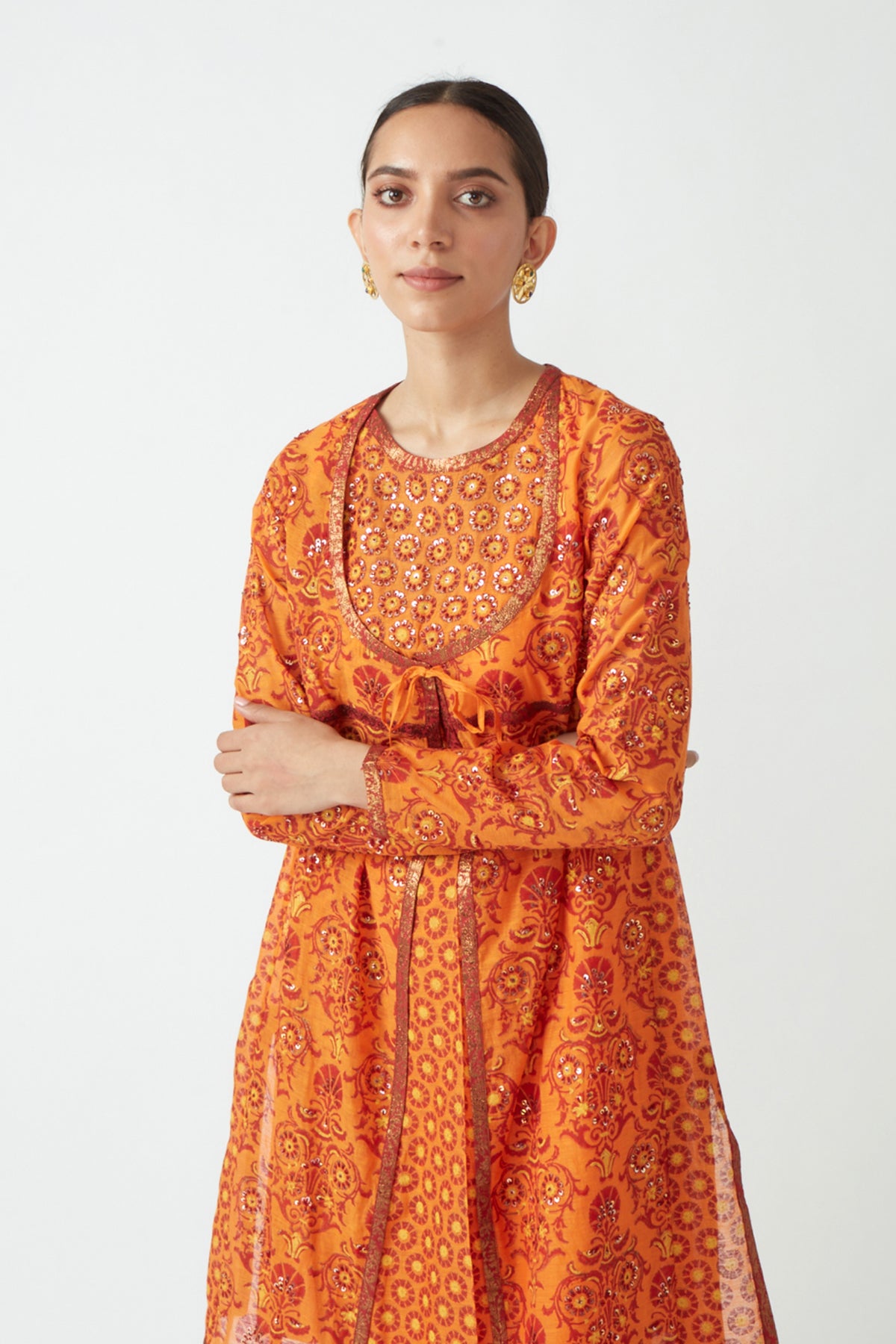 Embroidered angarkha tunic set