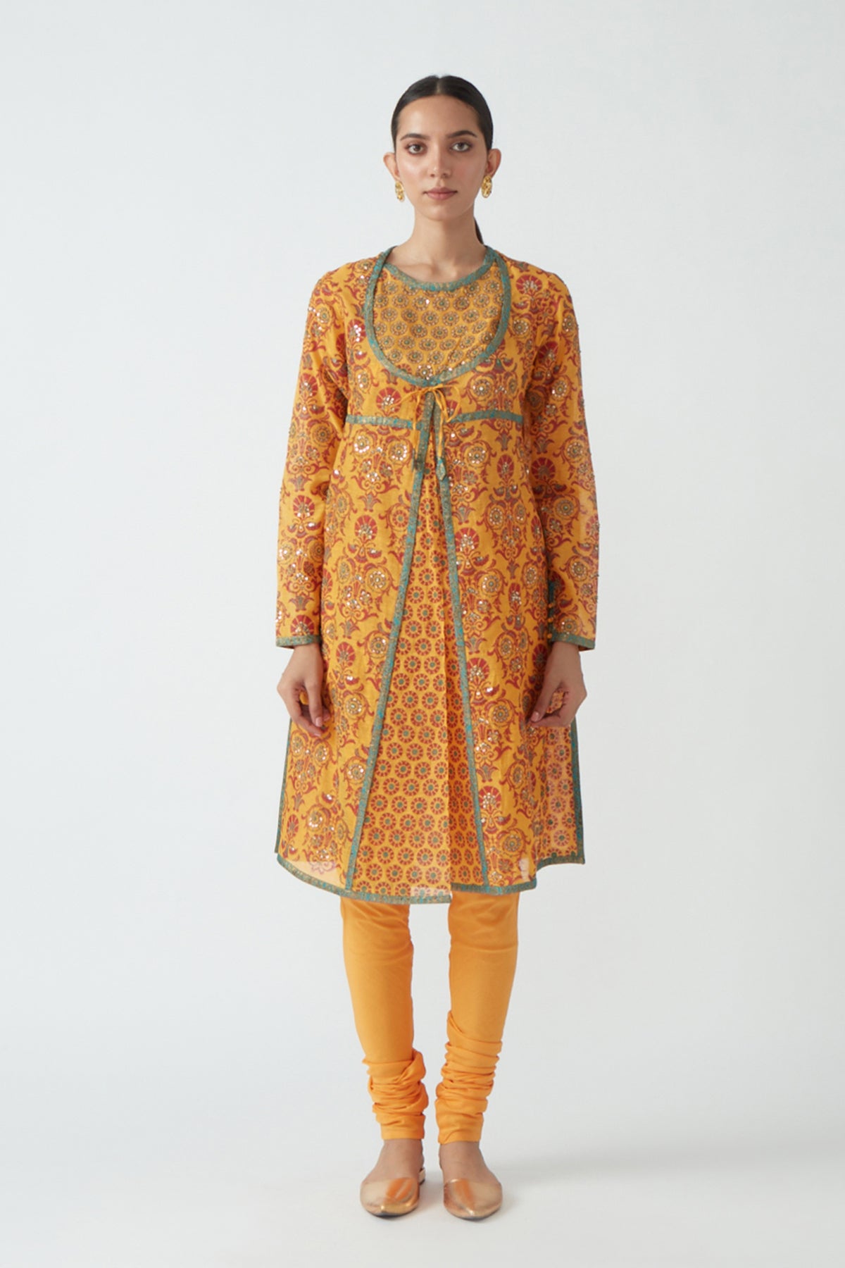 Embroidered angarkha tunic set