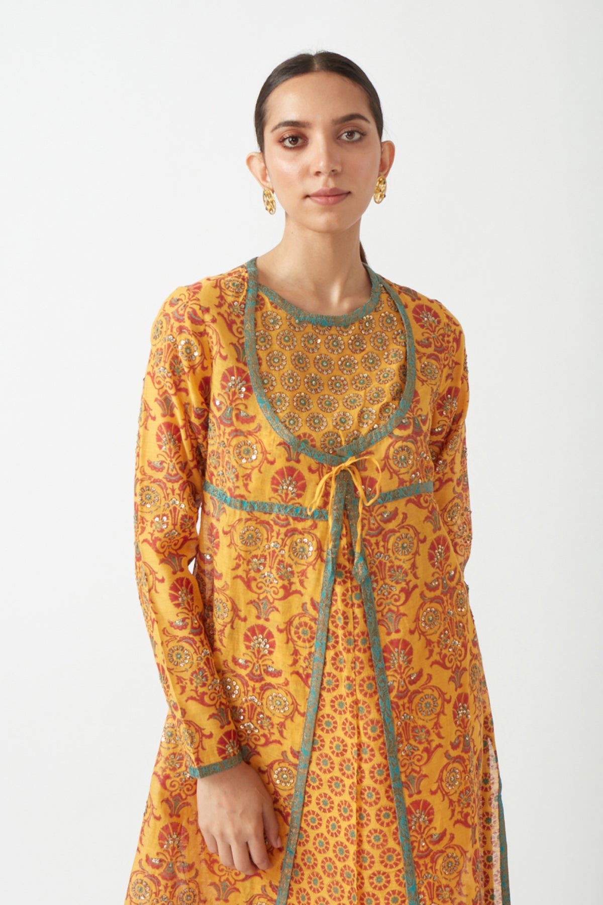 Embroidered angarkha tunic set