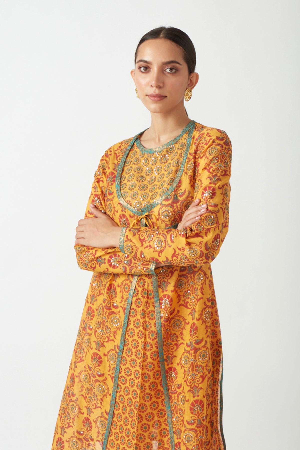 Embroidered angarkha tunic set