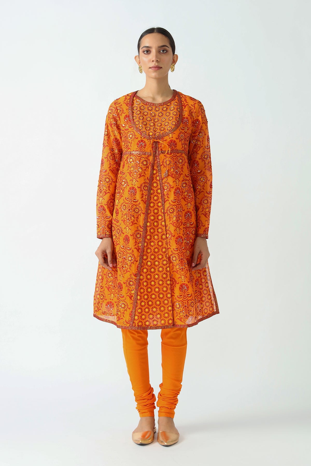 Embroidered angarkha tunic set