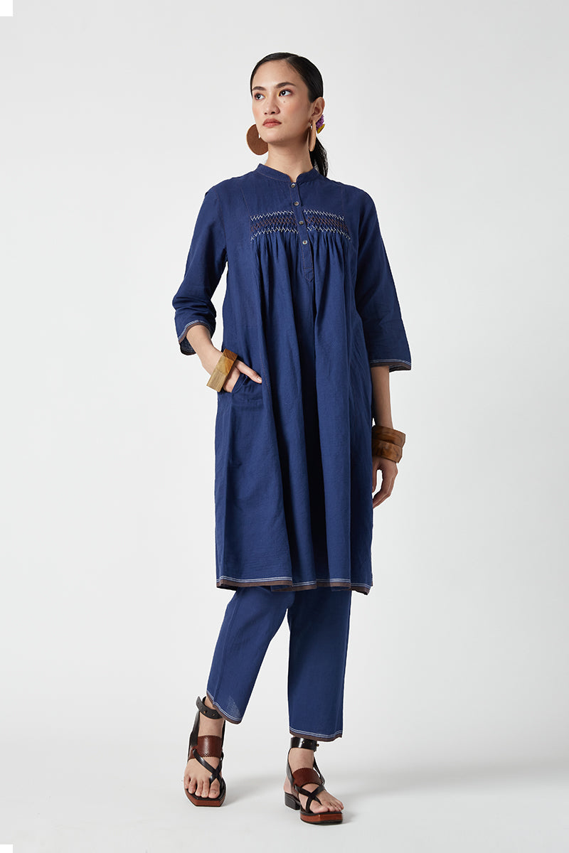 Periwinkle Smocking Kurta Set (2pcs)