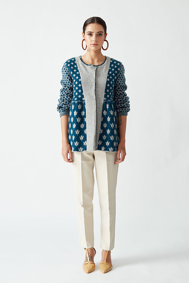 ROUND NECK GEOMETRIC JACKET