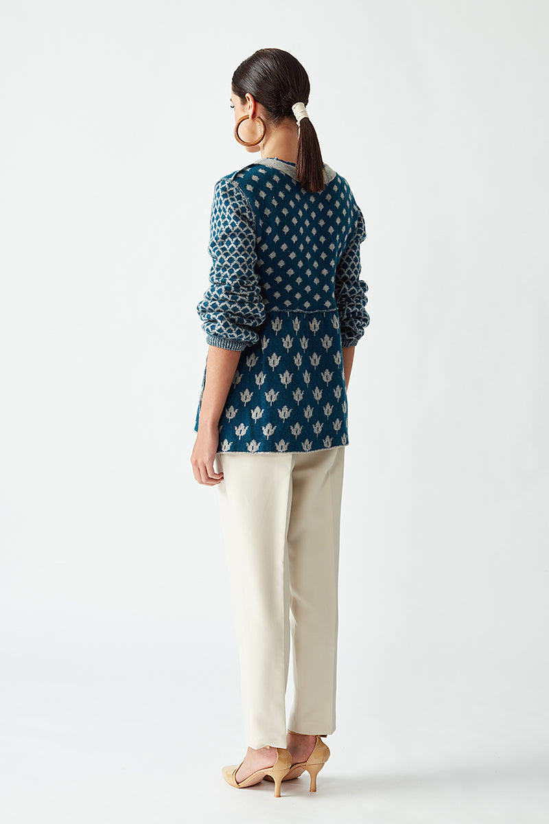 ROUND NECK GEOMETRIC JACKET