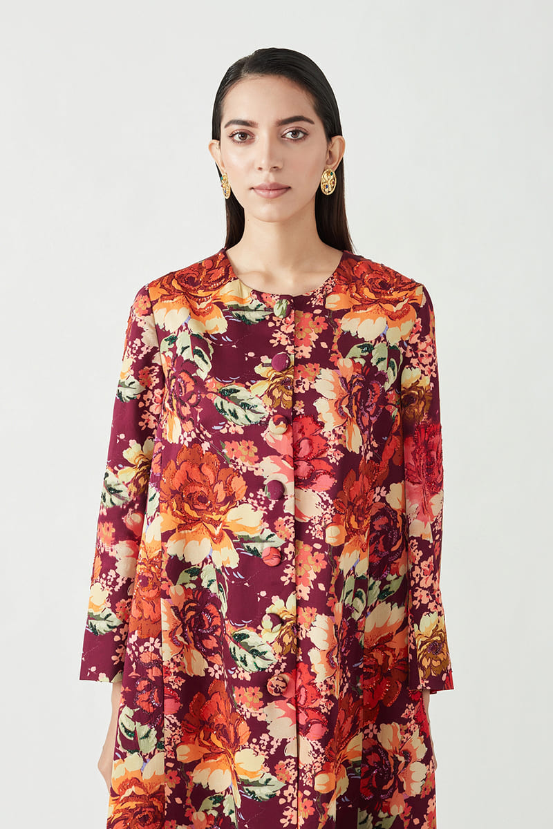 MARIA EMBELLISHED PRINTED JACKET