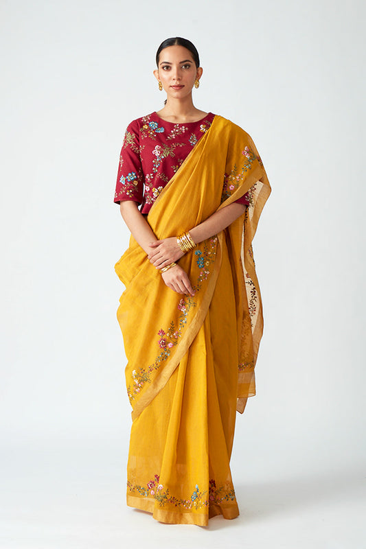 BEGONIA EMBROIDERED SAREE (1PC)