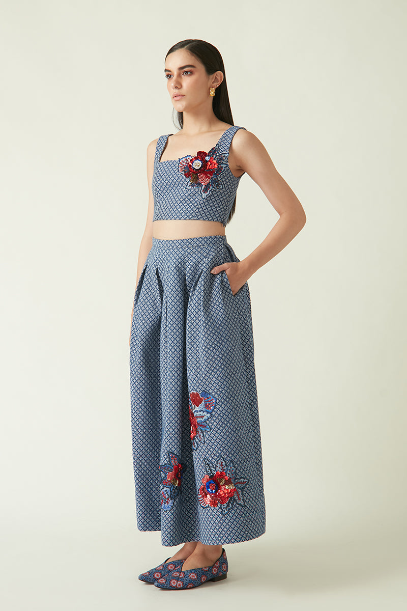 PAPAU QUILTED EMBROIDERED SKIRT