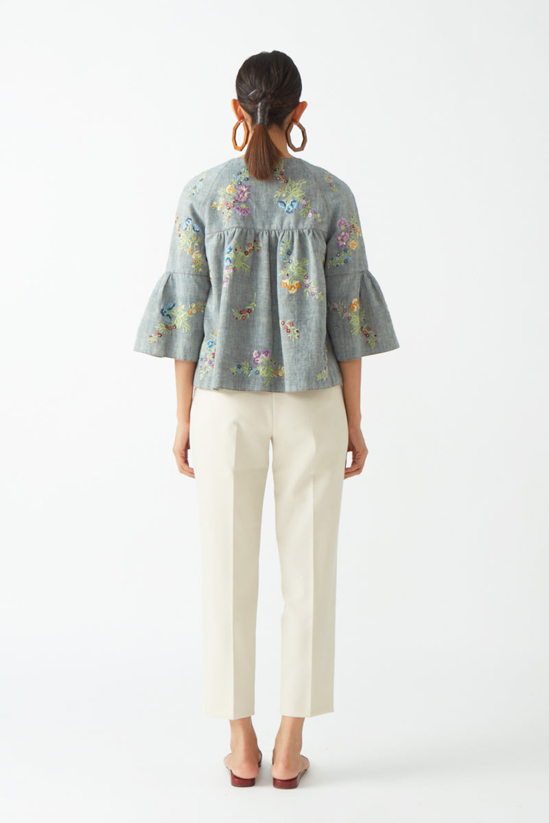 ERANTHIS EMBROIDERED JACKET WITH PEPLUM SLEEVES