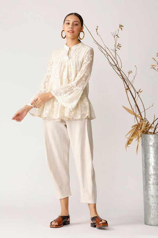 LORA TONAL EMBROIDERED TOP