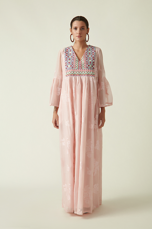 CROSSANDRA  EMBROIDERED DRESS
